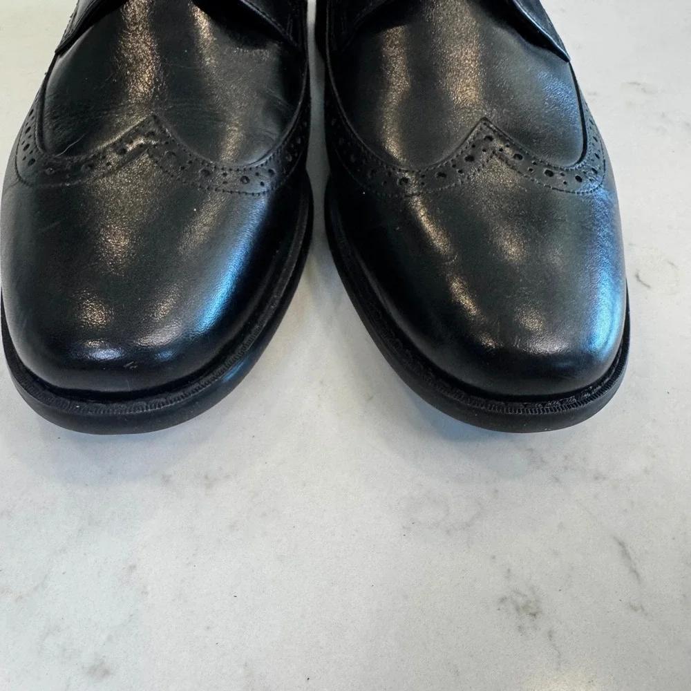 Florsheim Men 9.5 M Black Santucci Leather Wingtip Oxford Dress Shoes Classic‎